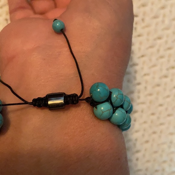 Turquoise Double Row Adjustable Chakra Healing Bracelet - Picture 5 of 9